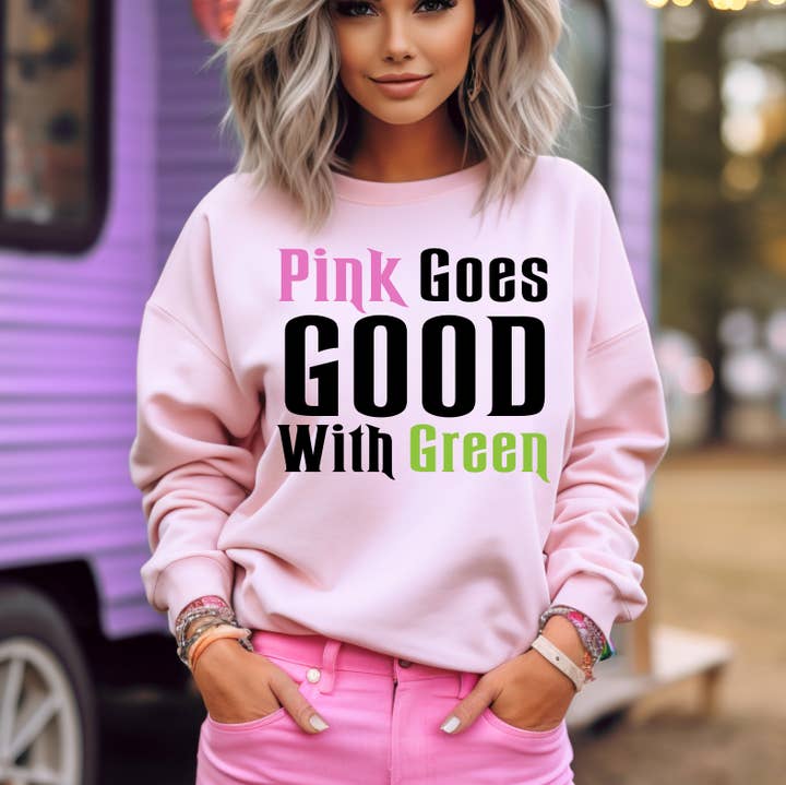 Scenic Trends - Wholesale Graphic Sweatshirt - Women's - Pink goes good with Green - Wicked inspired