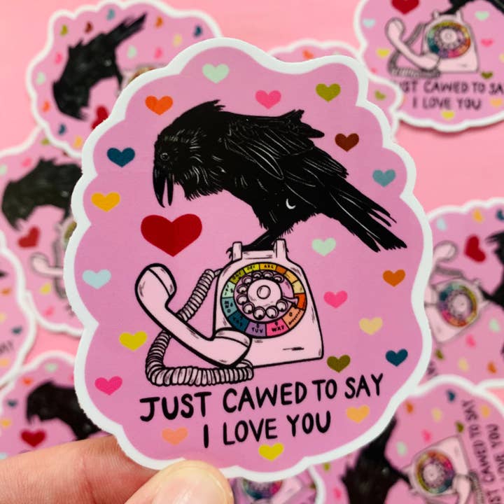 Love Crow Sticker Weird Decal Funny Bird Humor Sarcastic Unhinged Sticker Laptop Car Window for wholesale by Eska and the Alpenglow