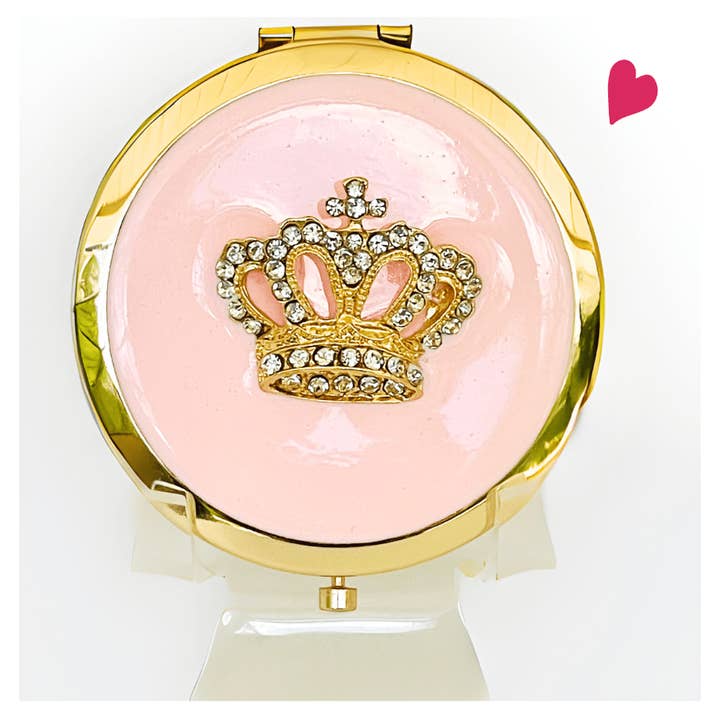 Queen’s Heart Compact Mirror – Blush Pink & Gold for wholesale by Girl Power 24/7