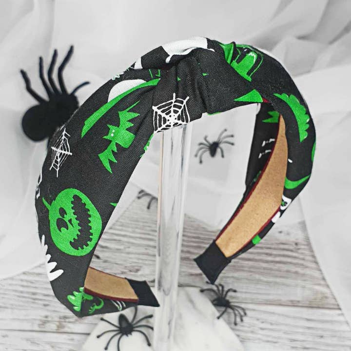 Diadema con nudo de fantasmas y demonios negros para Halloween para venta al por mayor de My Luxe Occasion