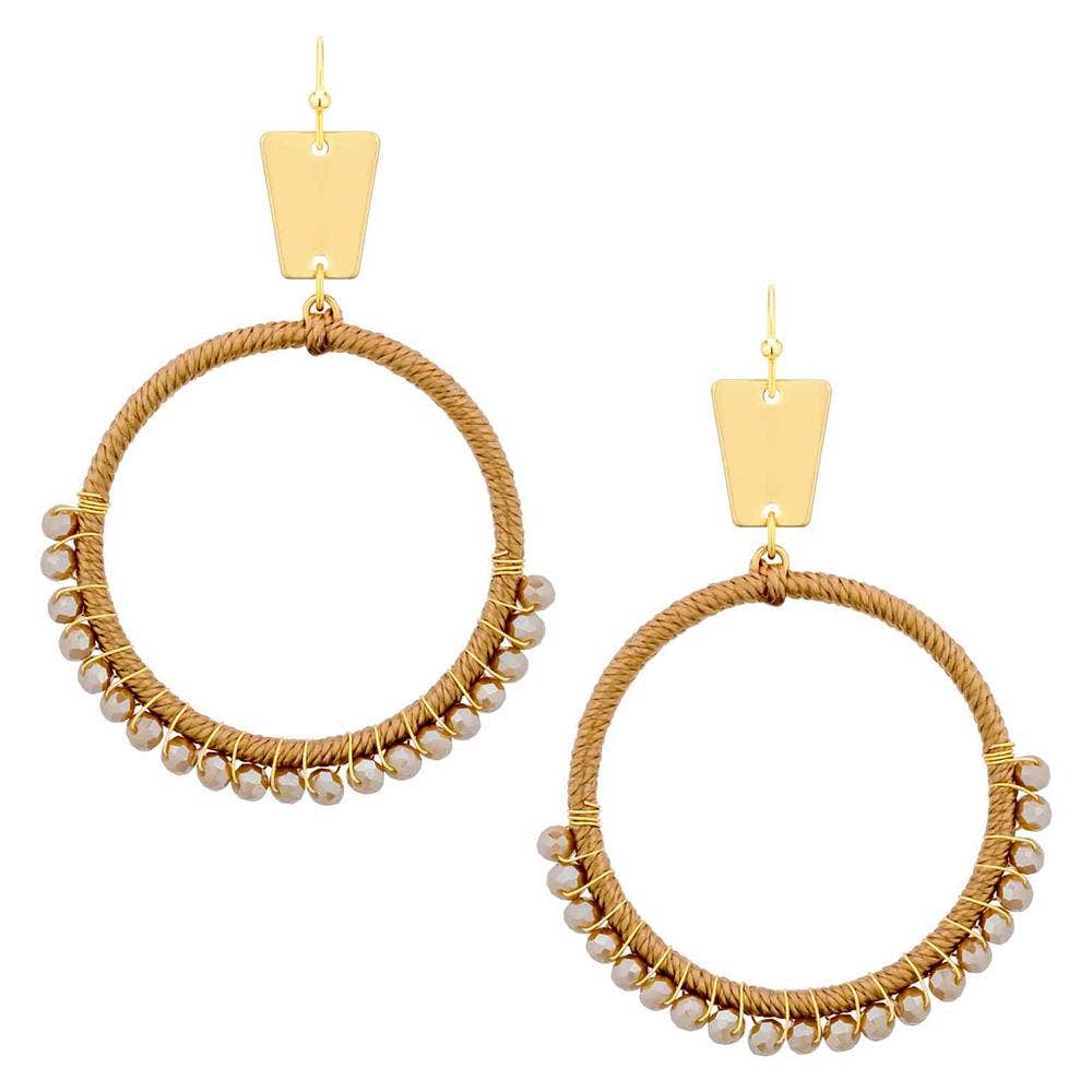 anbfashion – Engroshandel Hængeøreringe og creoløreringe – TRÅD GLASPERLE METAL CIRKEL ØRERING CE-33750