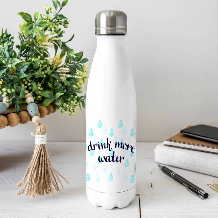 Drink More Water Trinkflasche aus Edelstahl für den Großhandel von Potter's Printing