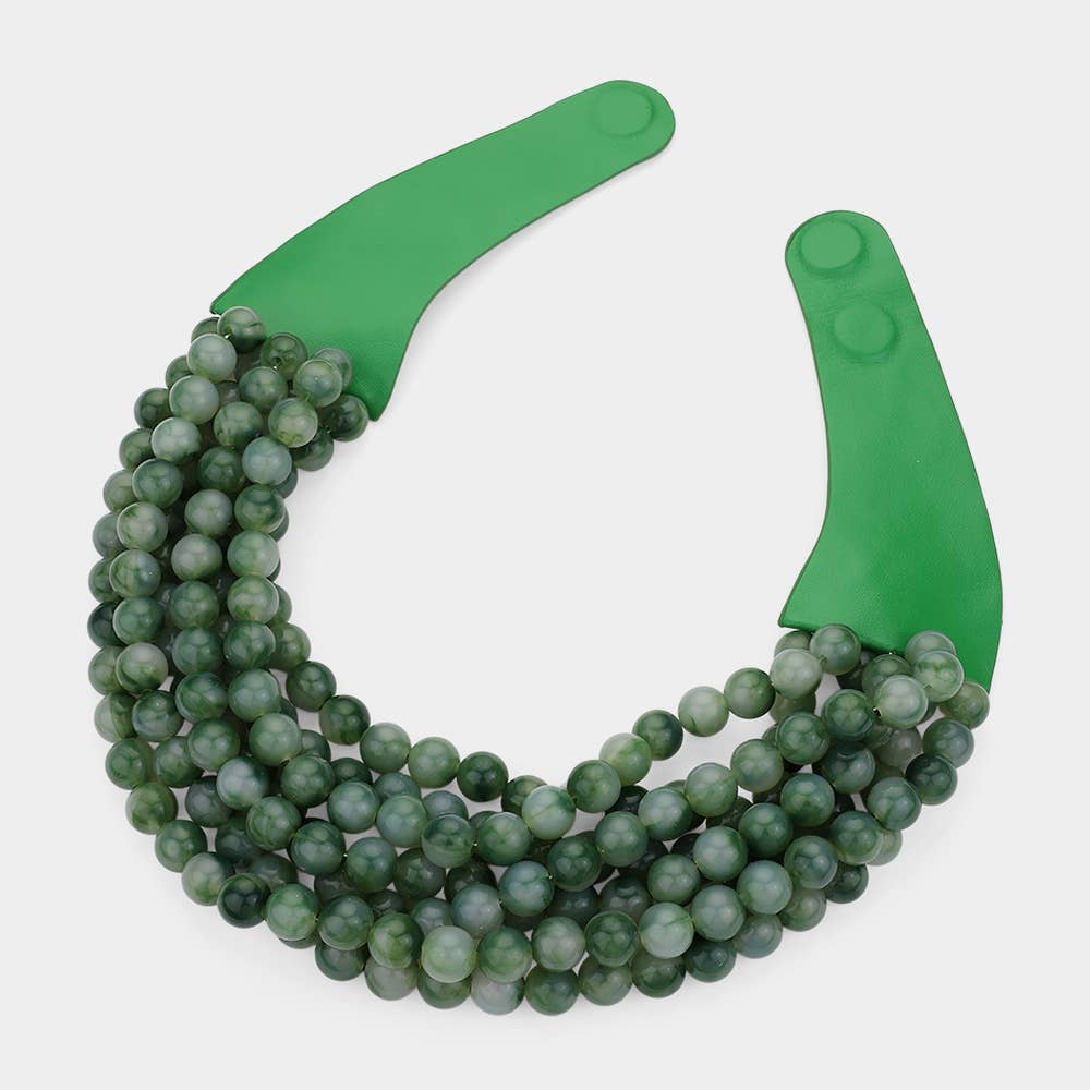 Sensibling Corp. – Colar com missangas/pérolas por atacado – Colar Magnético de Camadas com Contas Acrílicas Grossas e Pele Sintética47