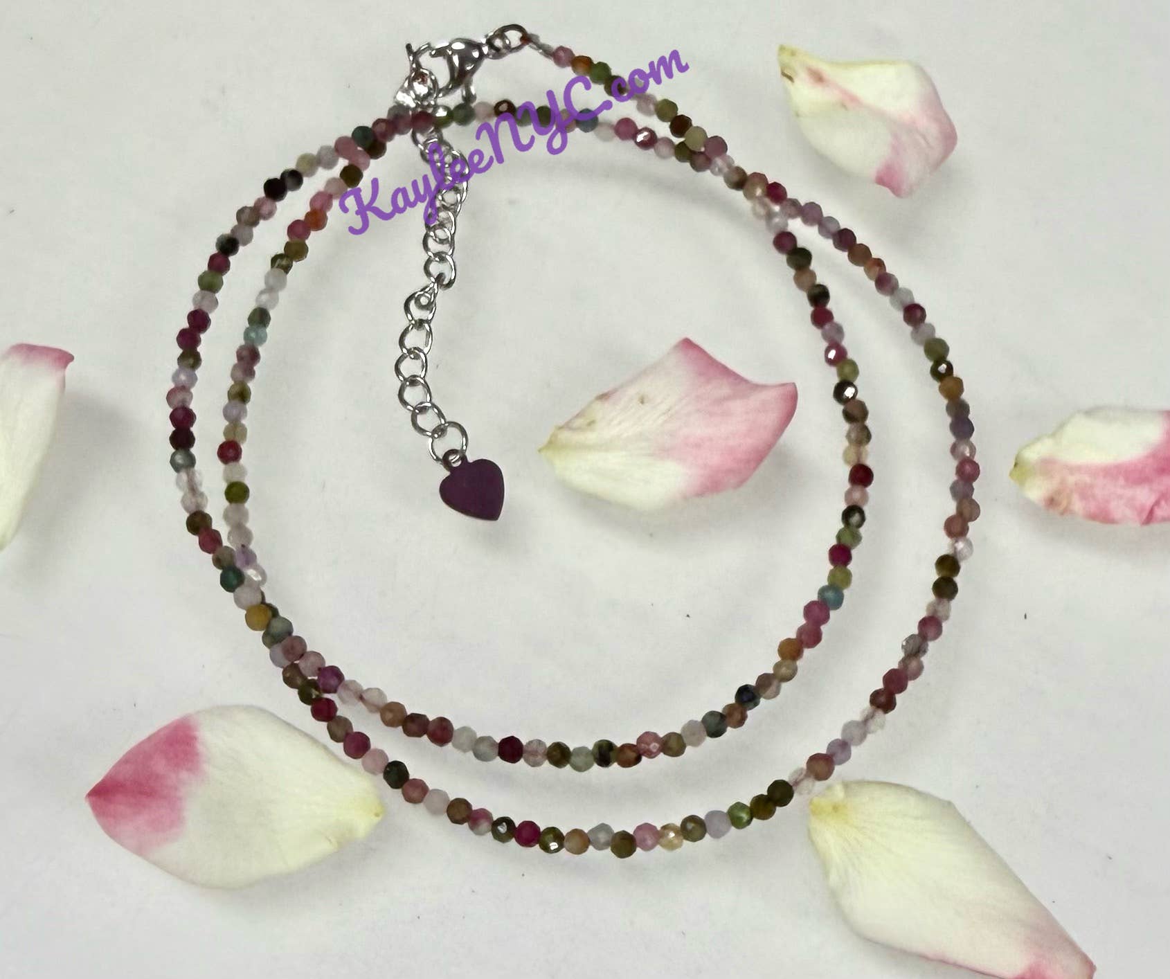 KayleeNYC - Wholesale Beaded/Pearl Necklace - 2mm Natural Rainbow Tourmaline Necklaces Crystals Healing5