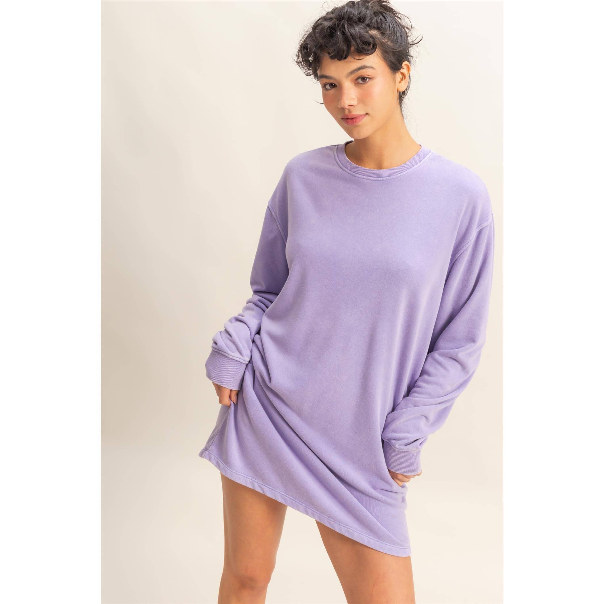Double Zero - Wholesale Dress - Women's - Long Sleeve Oversized Mini Dress8