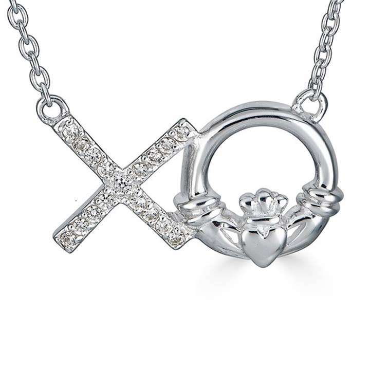 Claddagh Hugs and Kisses Necklace for wholesale by The Irish Jewelry Company