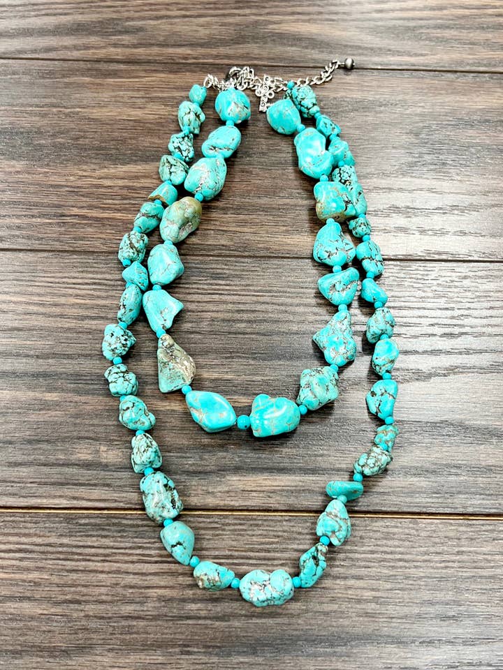 738763, 24-inch 2-strand Turquoise Necklace for wholesale by ISAC Trading Inc