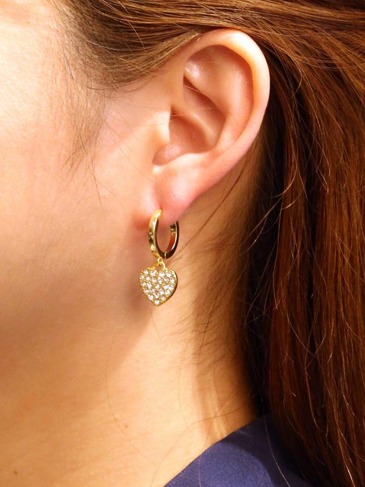 SJE310666 14K Radiant Heart Swing Earrings for wholesale by MiMi Wholesale