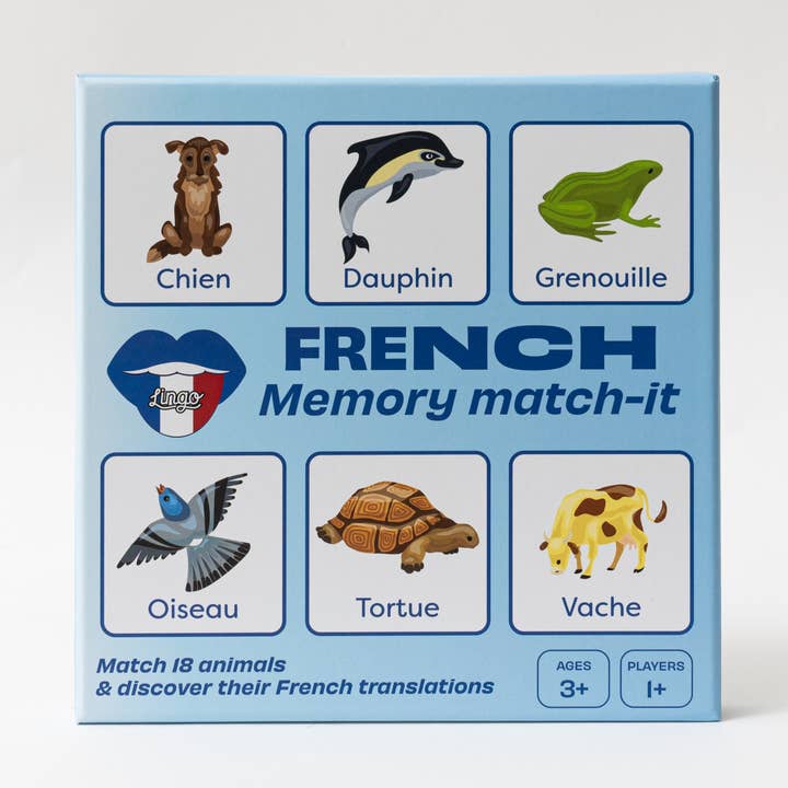 French Memory Match-It / Brain Game for Kids for wholesale by Lingo Playing Cards