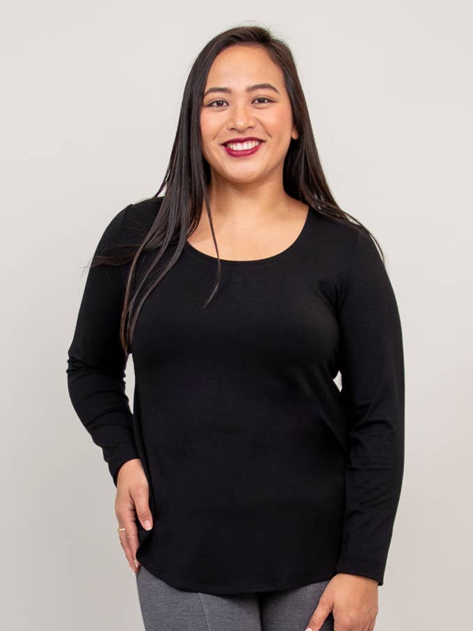 Tessa Manga Comprida, Preto, Bambu por atacado de Blue Sky Clothing Co LLC