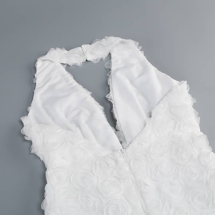 Blanc Robe de soirée sirène florale élégante à dos nu en V profond DR580 en vente sur Faire8