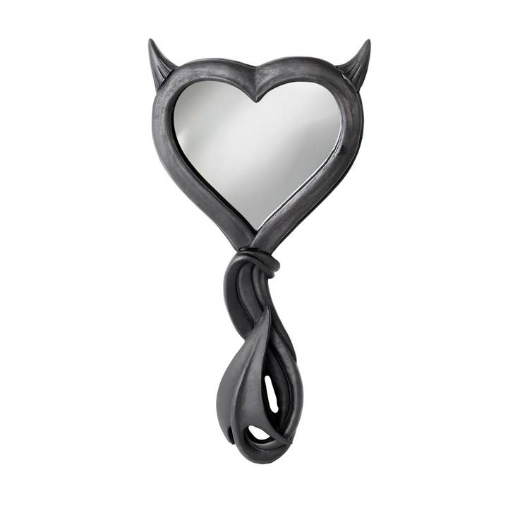 Devil's Heart Hand Mirror (Black) (Mirror) for wholesale by Alchemy England (Euro)