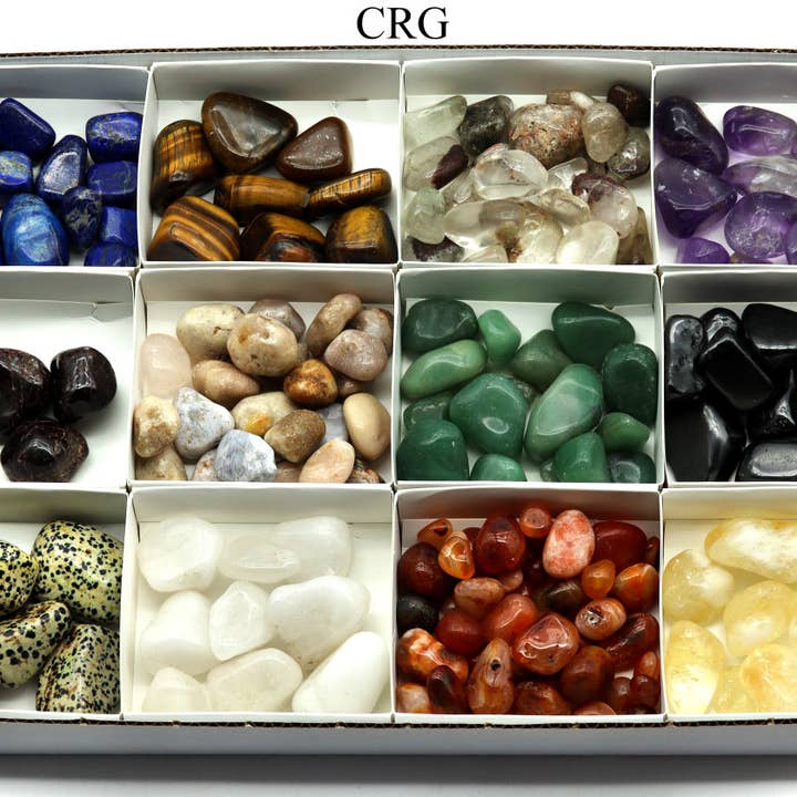 Crystal River Gems LLC - Venta al por mayor Piedras/cristales espirituales - 12 piedras planas - piedras preciosas rodadas surtidas/lotes de 8 oz3