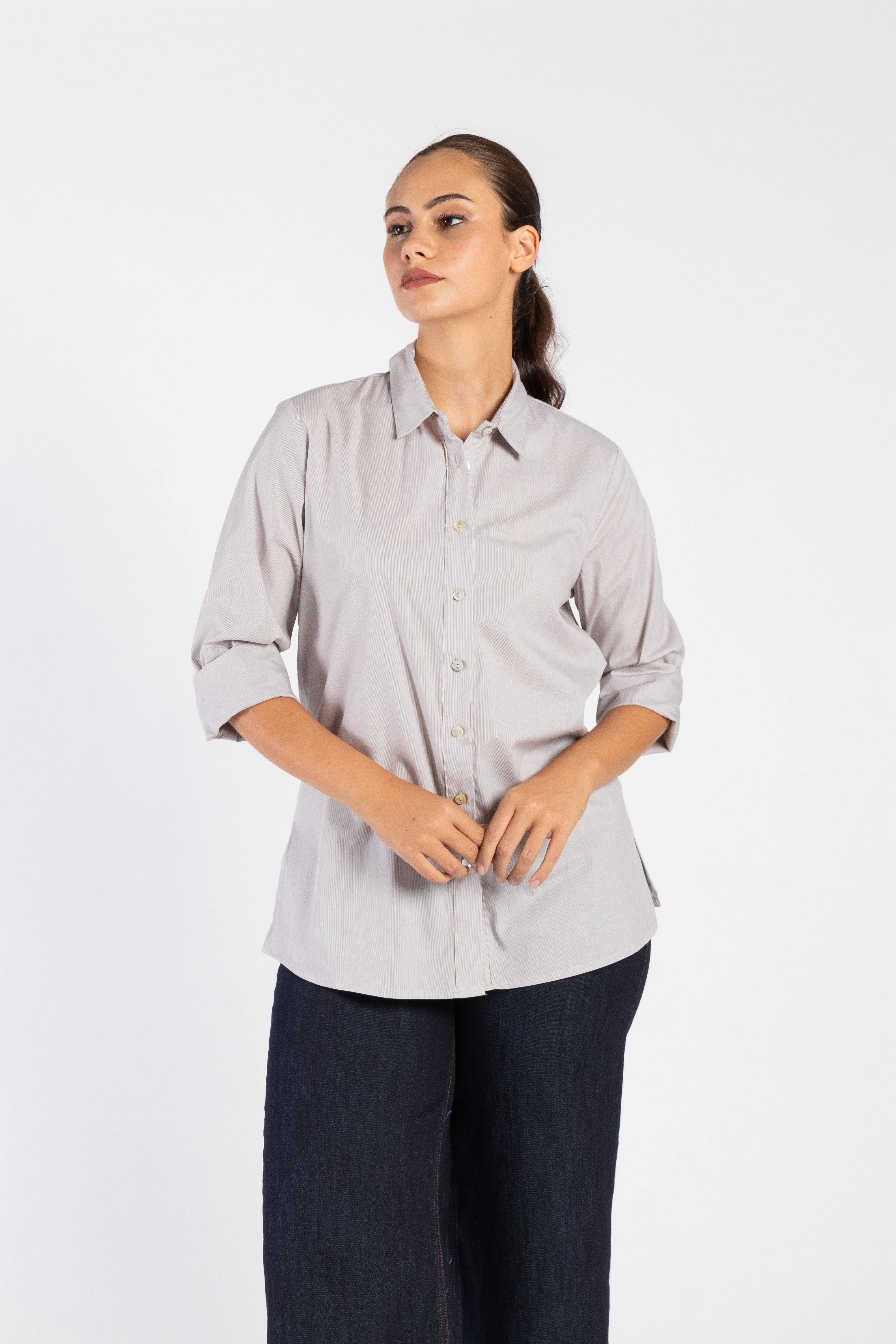 Clara G. - Wholesale Button Down Shirt - Women's - Striped Cotton Shirt With Collar And Buttons3