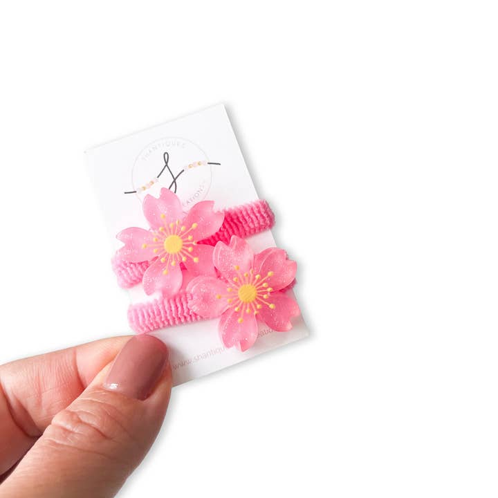 Shantiques Mini Creations - Wholesale Hair Tie - Kids - Piggy Ties - Glitter Flowers & Spring Blossoms1