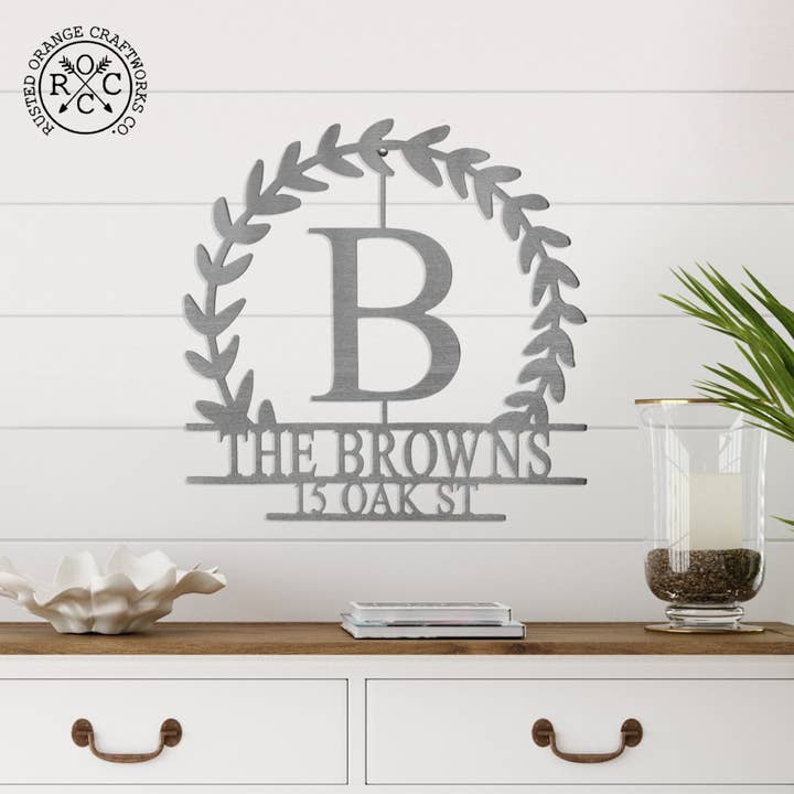 Magnolia Personalized Monogram - Custom Name Monogram Home Decor, Established Sign for wholesale by Rusted Orange Craftworks Co.