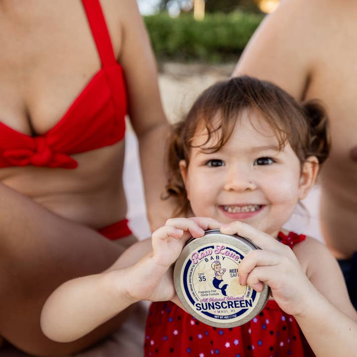 Raw Love Sunscreen - Vendita all'ingrosso Creme solari - Latta di Crema Solare Minerale per Bambini SPF 35 Sicura per la Barriera Corallina, Senza Profumo3