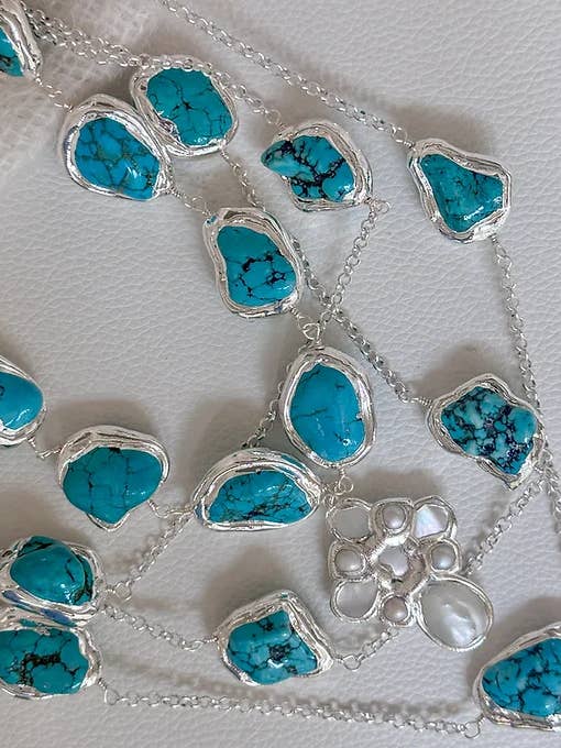 Silver Turquoise Large Necklaces for wholesale by Easton Elle Jewelry