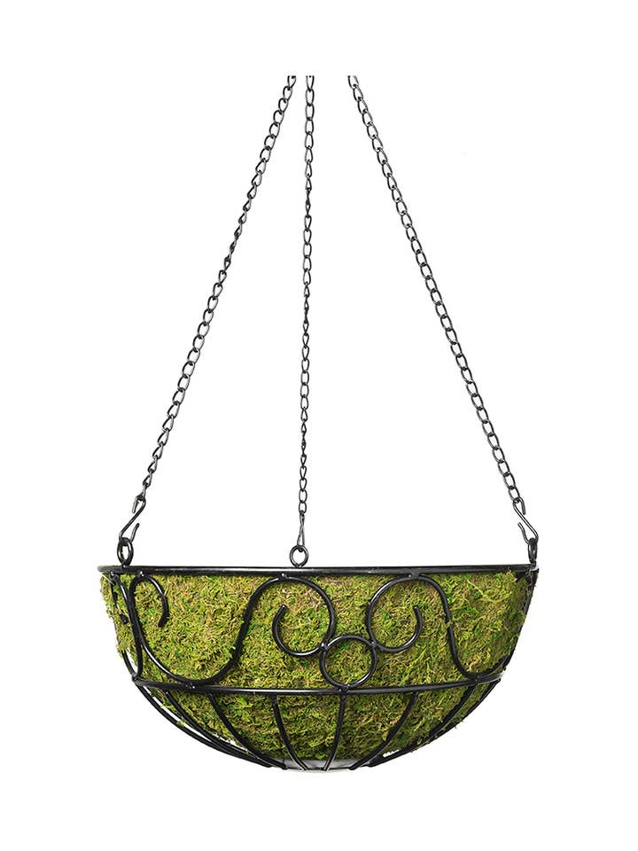 London rund tråd hängande korg för wholesale av SuperMoss