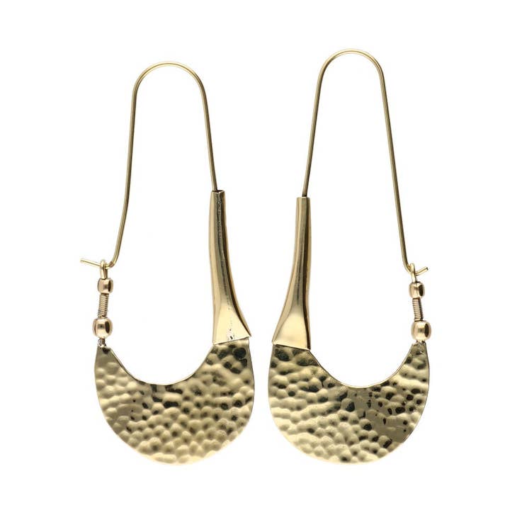 Textured bronze earrings -61- for wholesale by Vives de la Cortada S.L