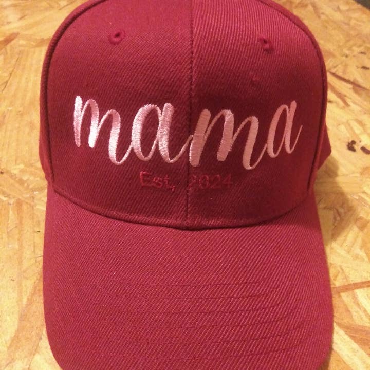 Mama Embroidered Hat/Cap - Burgundy - Snap Back OTTO hat for wholesale by Holiday Traditions