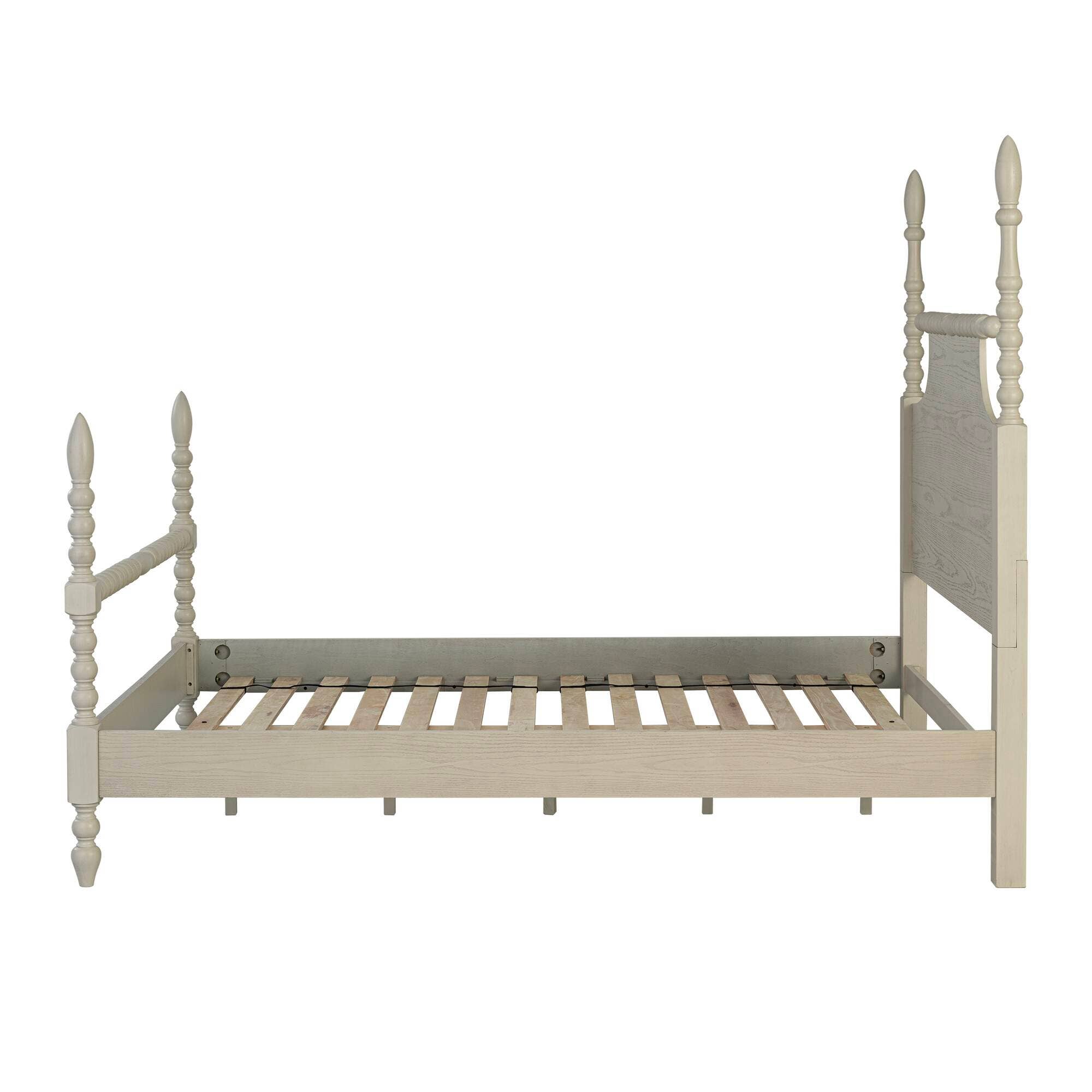 Olliix - Wholesale Bed - Rolling Pin Style Turned Post Bed Bedframe, Antique Cream*2
