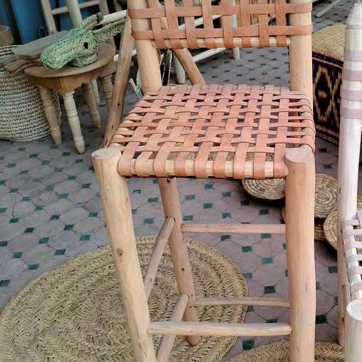 Tamegrouteshop - Wholesale Stool - Handmade Stool with leather "Rachid"
