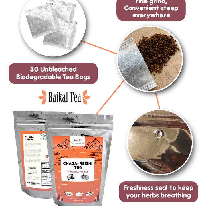Baikal Tea - Venta al por mayor Tés saludables/desintoxicantes - Chaga + Reishi