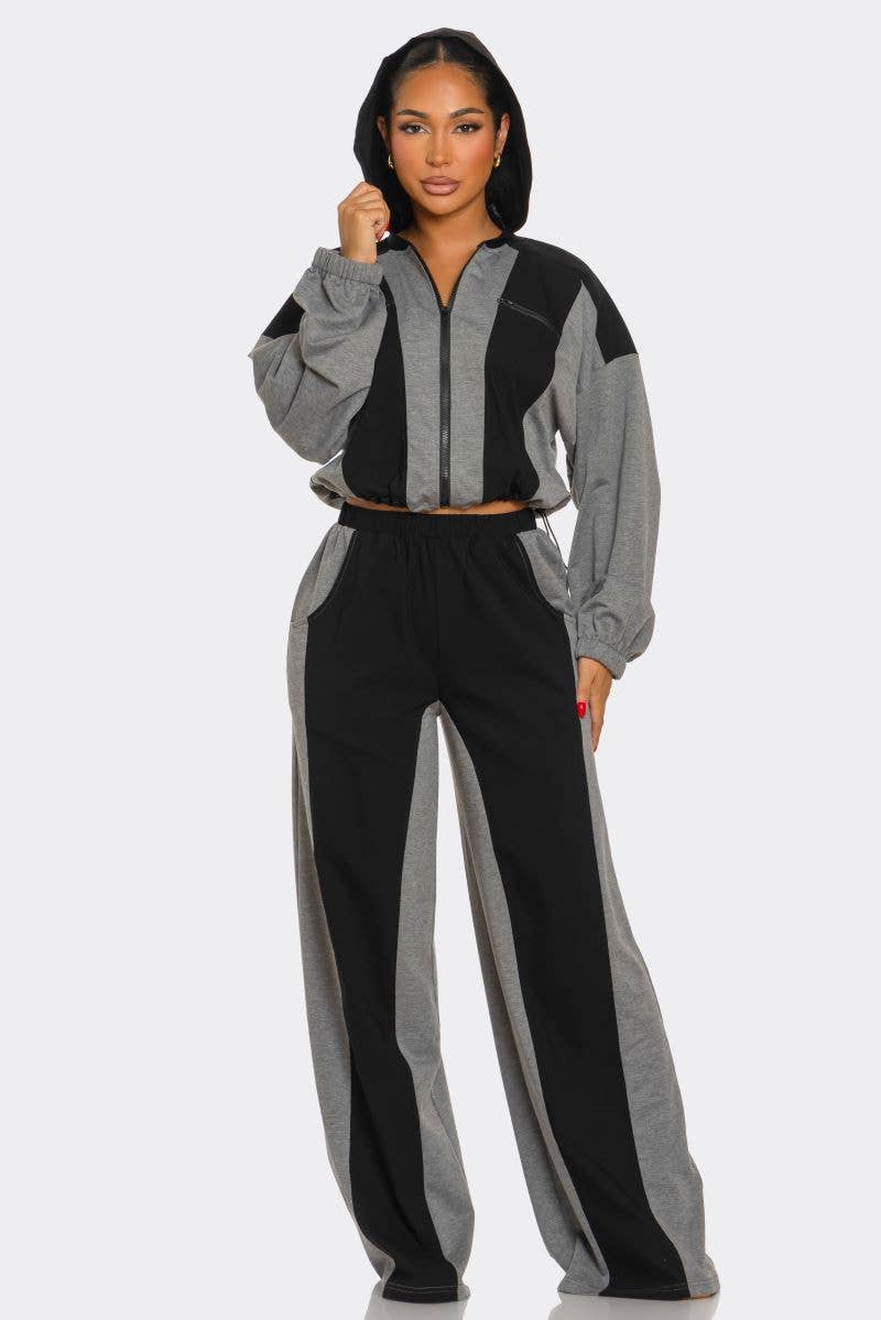 CAPSULLE - Venta al por mayor Conjuntos de top y pantalón (NO para estar en casa) - Mujer - CONJUNTO DE PANTALONES RECTOS A BLOQUES DE COLOR4