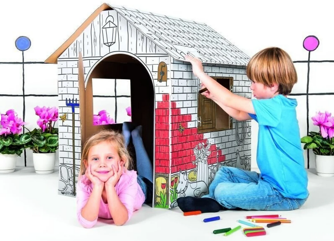 Annahouse - Wholesale DIY Craft Kit - Kids - Playhouse Farm Simple, Cardboard playhouse for children, 3+1