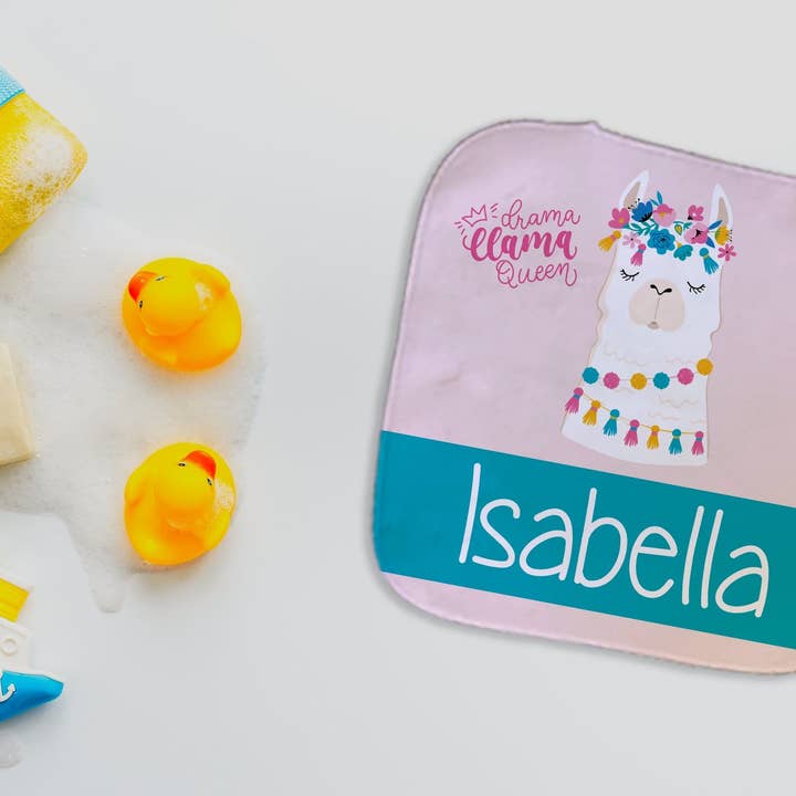 Personalized Llama Wash Cloth for wholesale by Potter's Printing