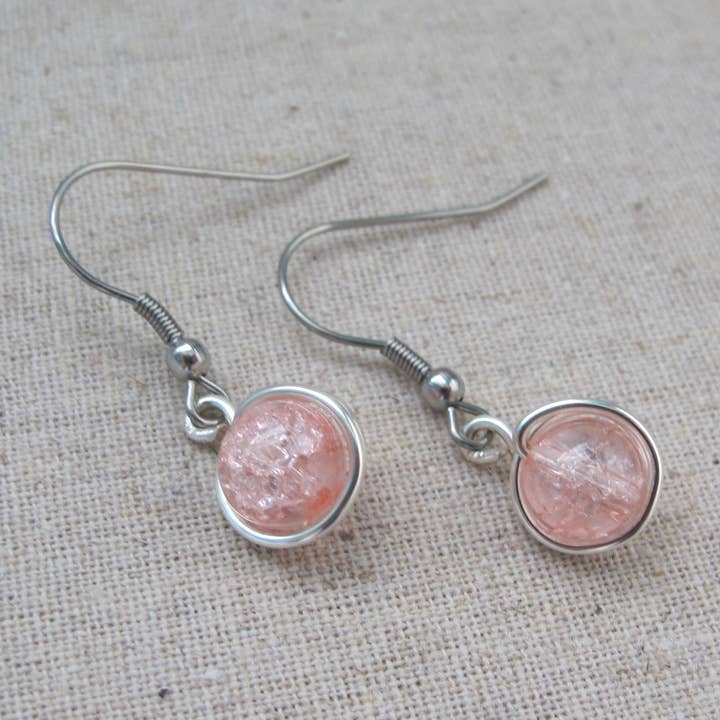 Blush Pink Dangle Stainless Steel Earrings for wholesale by Crystal McMaster Jewellery Designer