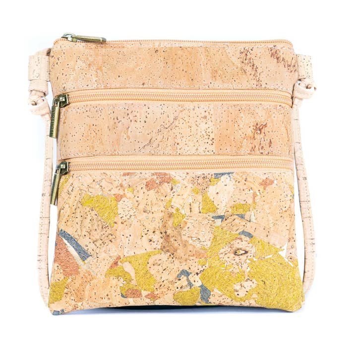Sac bandoulière en liège avec triple fermeture éclair BAGP-321-E pour la vente par Meninas Bonitas Cork