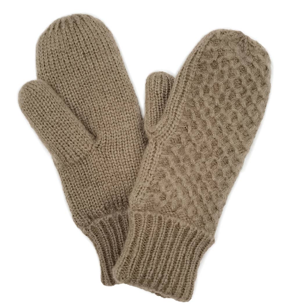 Fashion City - Wholesale Mittens - Women's - Cable Knitted Mittens with Sherpa Lining1