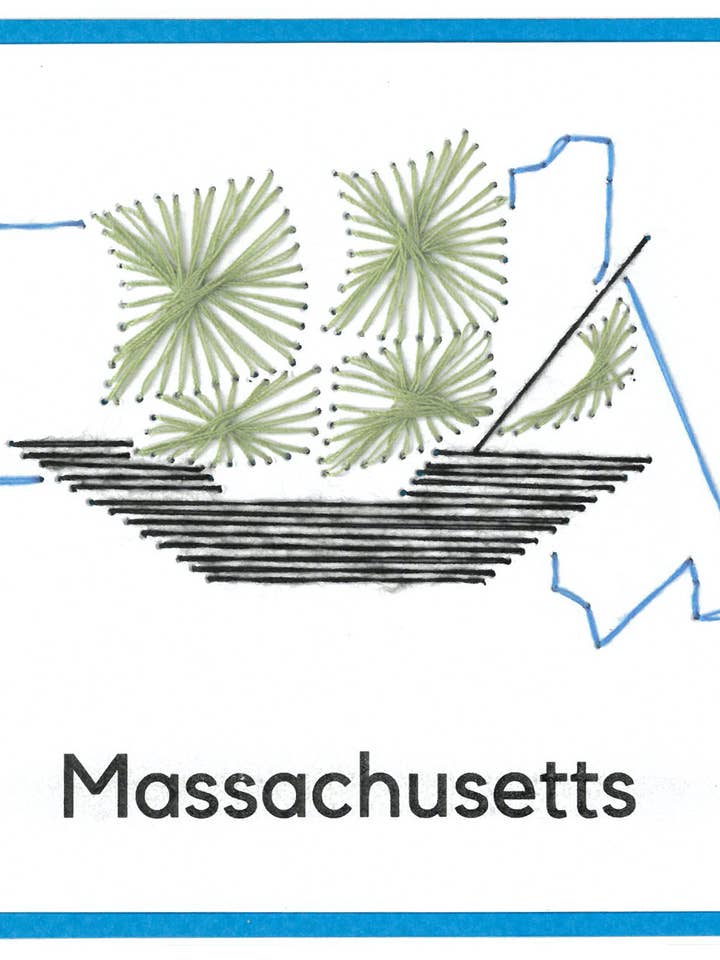 Carte de vœux brodée à la main Massachusetts Mayflower pour la vente par Woven Dignity