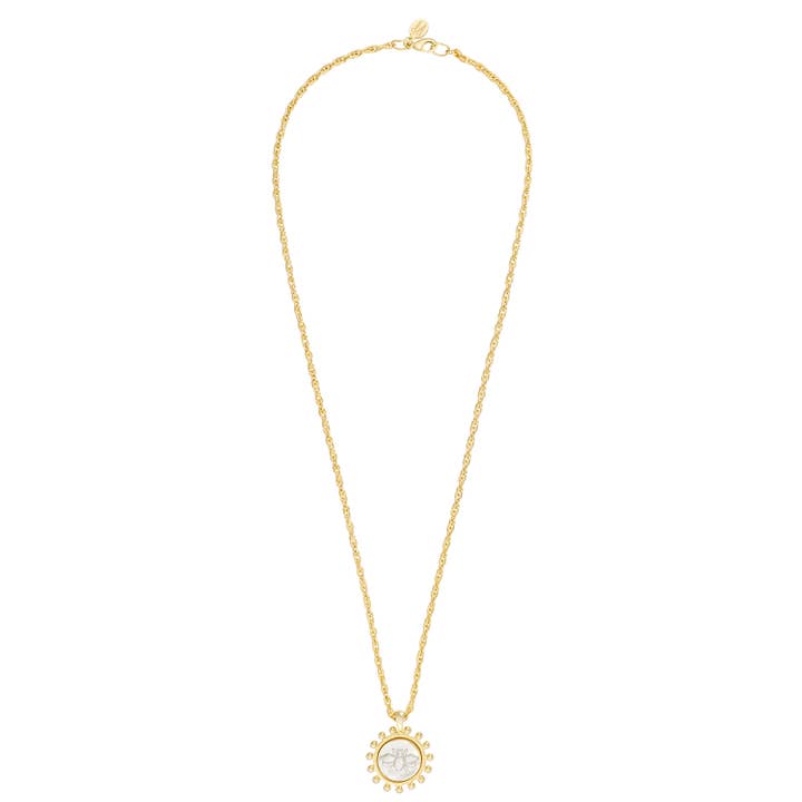 Sophie Long Engraved Bee Necklace for wholesale by Susan Shaw