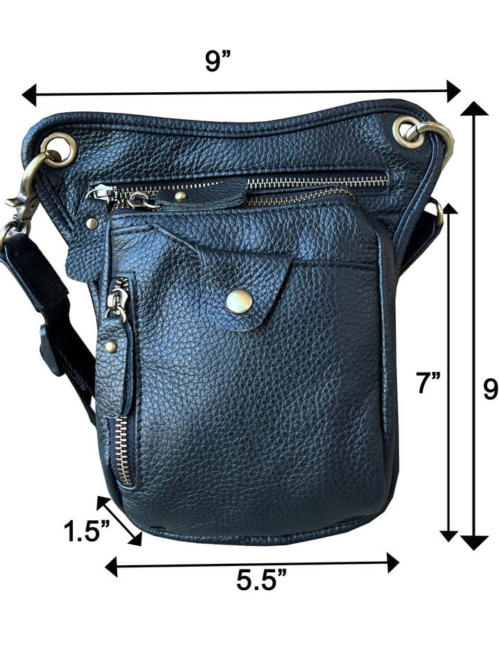 W027 Sac à bandoulière en cuir de vachette, sac banane, sac à jambes pour la vente par Roma Leathers, Inc.