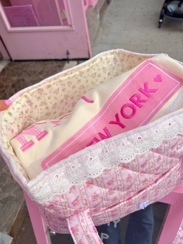 Pink Floral Patchwork Tote for wholesale by Colorful Natalie