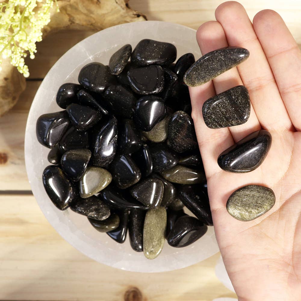 Natures Artifacts Inc – wholesale Spiritual stone/crystal – 1 lb Golden Sheen Obsidian Tumbled Stones3