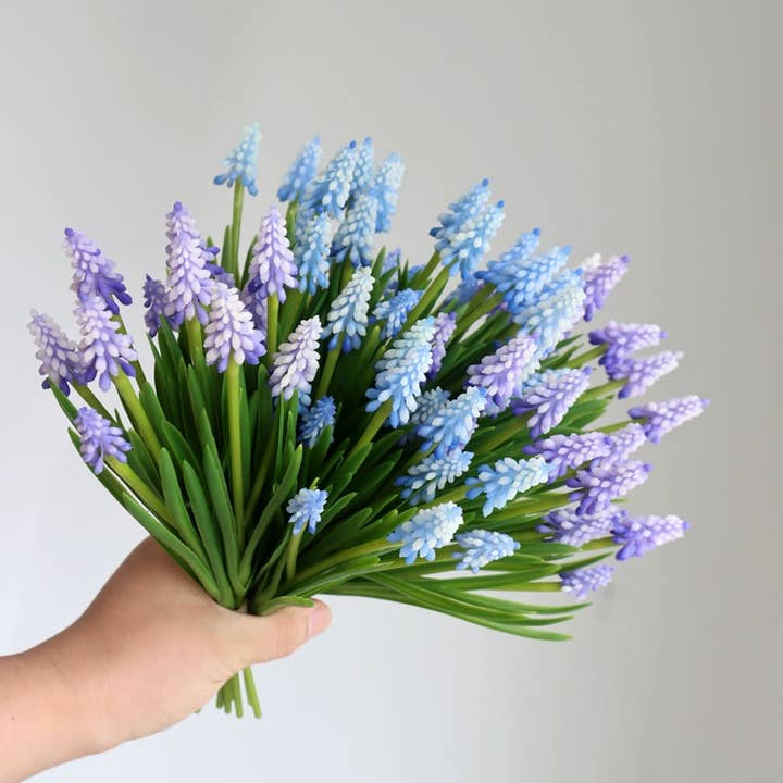 Sweet Home Deco - Wholesale Artificial Flowers - 11''T Soft Touch Faux Hyacinth Flower, Floral Bunch, 6 Stems