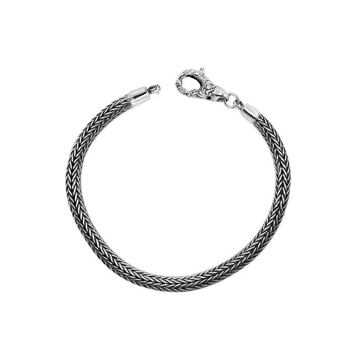 AB-1001-S-4MM Sterling Silver Tulang Naga Chain Bracelet Showcases Bold Balinese Craftsmanship With its Thick for wholesale by Bali Designs