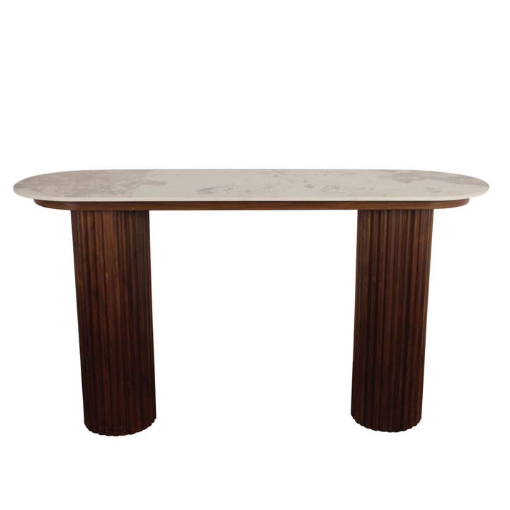 Urban Chique Sidobord Keramisk Marmor / Valnötsfaner för wholesale av Pole To Pole