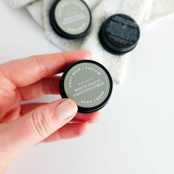 Mini Goat Milk + Tallow Body Cream | White Peach for wholesale by Milk + Body