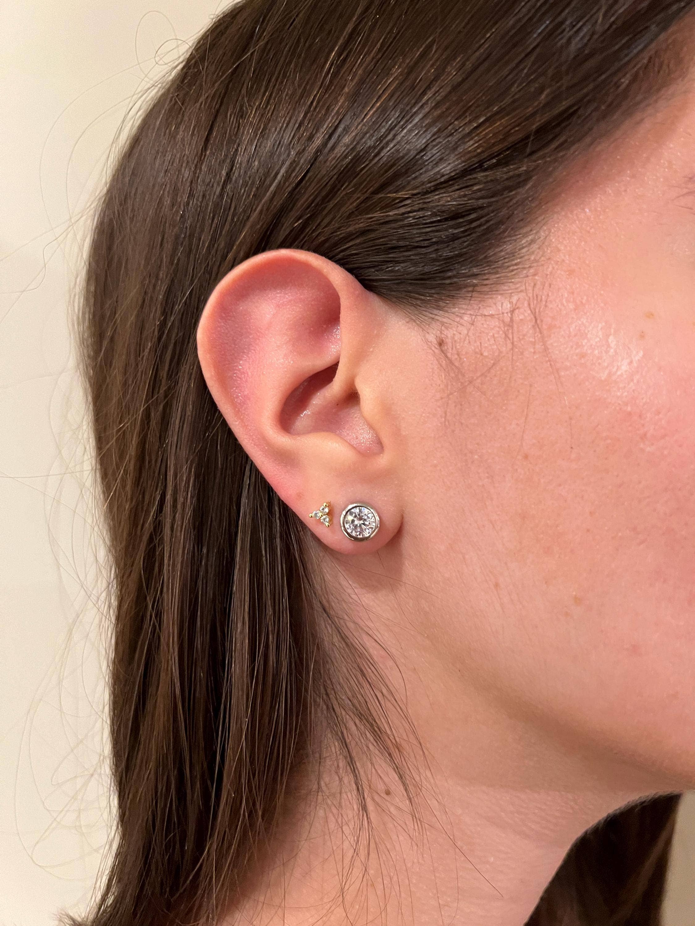 Elegant Jewels LLC - Wholesale Stud/Post Earrings - 2 CT Lab Grown Diamond Bezel Stud Earrings in 14K Gold1