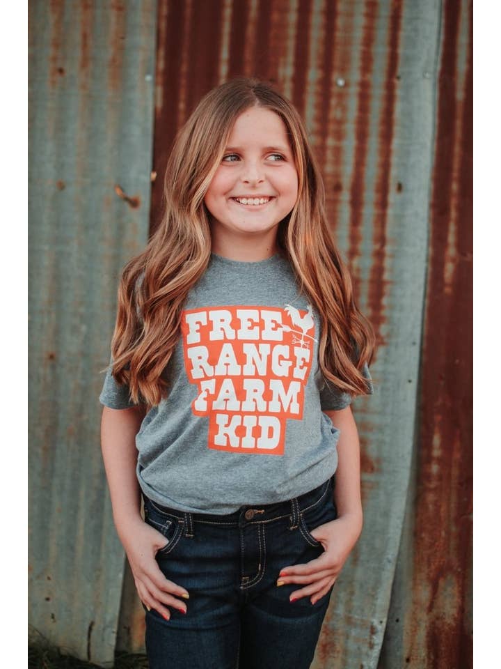 Ruby’s Rubbish - Wholesale Screen Printed T-Shirt - Kids - Free Range Farm Kid | Kid's T-Shirt | Ruby’s Rubbish®
