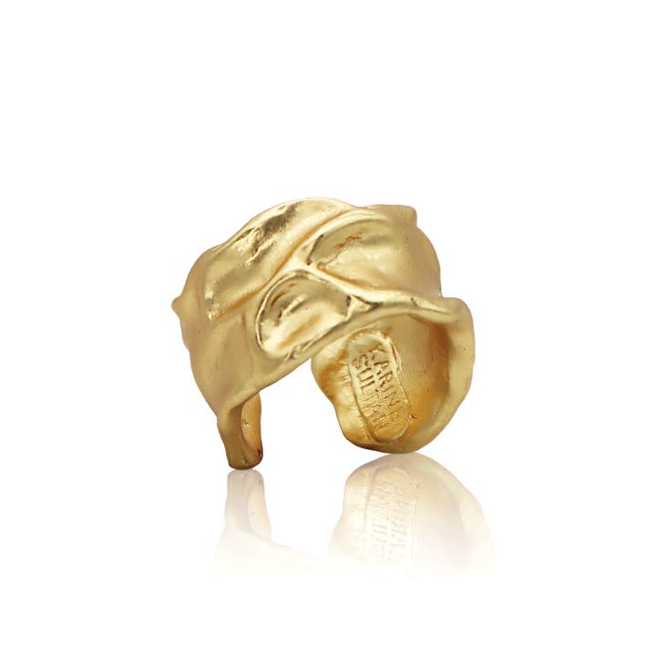 KARINE SULTAN - Wholesale Cocktail/Statement Ring - Sculptural Crumpled Foil Ring - Eye-Catching Accessory