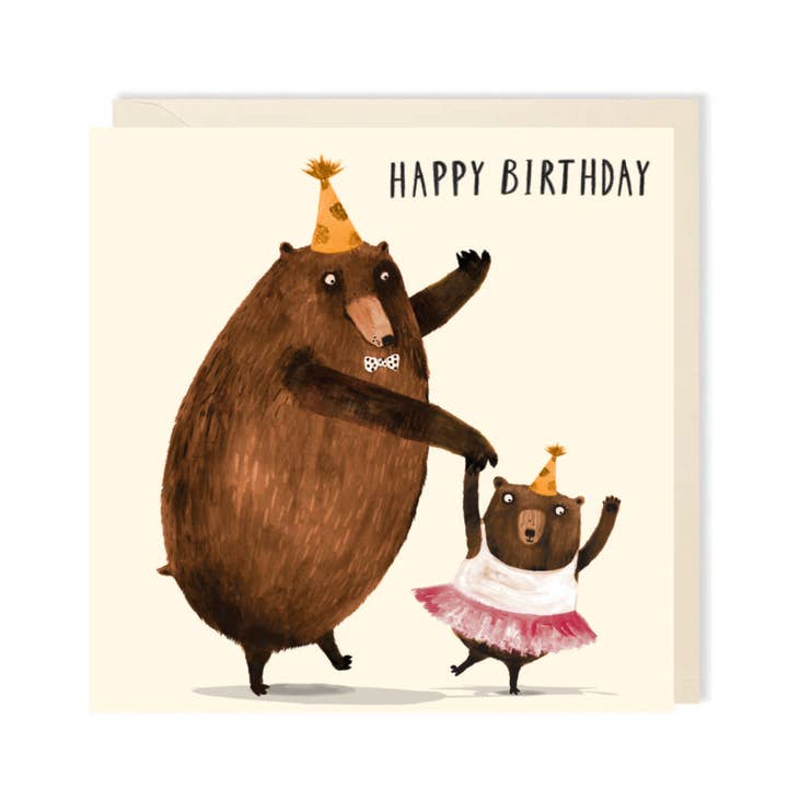 Bjørnes Fødselsdagskort | Søde Bjørne Danser Hilsen Kort for engroshandel hos Charley Rabbit Cards