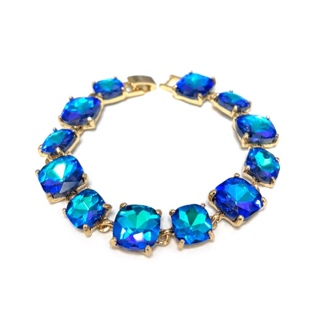 StarryNYC - Wholesale Link & Chain Bracelet - Cushion Cut Glass Crystal Linked Station Bracelet34