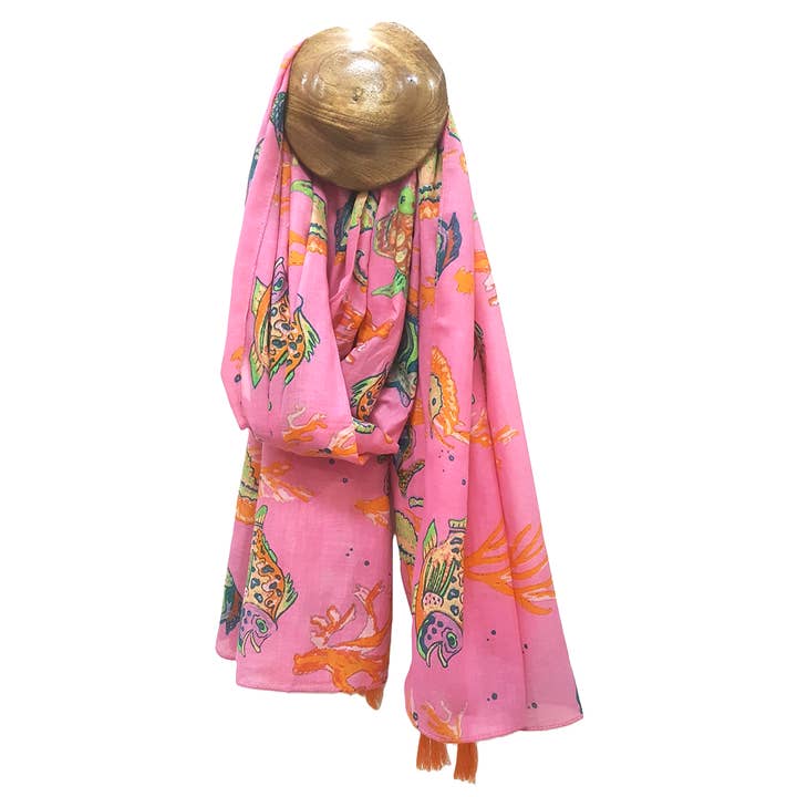 ModaPosa - Wholesale Scarf - Women's - Rachel Sarong Pareo Scarf Sealife Pink Multi Spring Summer