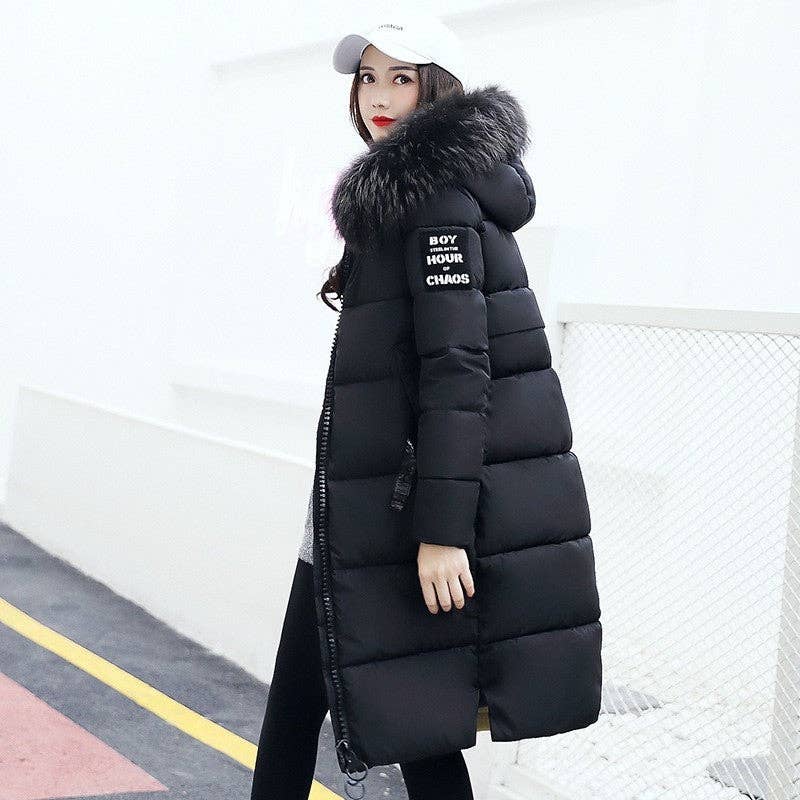 UZ Wholesale Store - Wholesale Puffer Jacket - Women's - Hooded Mid-Length Down Coat With Big Faux Fur Collar0